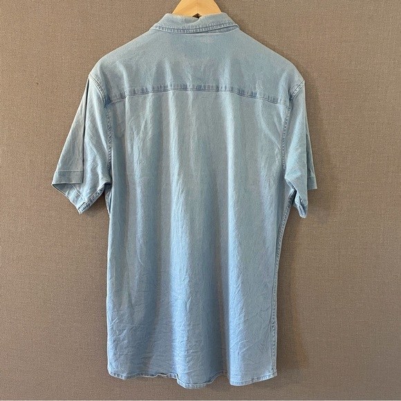 TopMan Fitted Denim Button Down - Picture 3 of 3